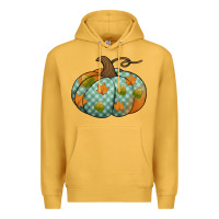Mustard blue plaid autumn pumpkin Premium Hoodie - Jasminsmagicworld
