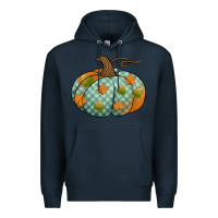 Navy blue plaid autumn pumpkin Premium Hoodie - Jasminsmagicworld