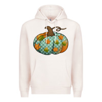 Pale Pink blue plaid autumn pumpkin Premium Hoodie - Jasminsmagicworld