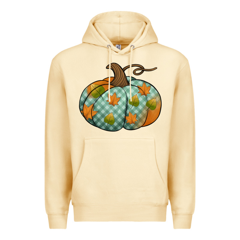 Blue Plaid Autumn Pumpkin Premium Hoodie by Jasminsmagicworld | Teevron
