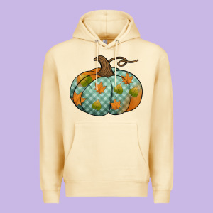 Blue Plaid Autumn Pumpkin Premium Hoodie Designed By Jasminsmagicworld