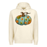 Sandshell blue plaid autumn pumpkin Premium Hoodie - Jasminsmagicworld