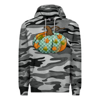 Slate Camo blue plaid autumn pumpkin Premium Hoodie - Jasminsmagicworld