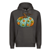 Smoke blue plaid autumn pumpkin Premium Hoodie - Jasminsmagicworld