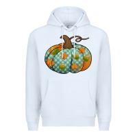 White blue plaid autumn pumpkin Premium Hoodie - Jasminsmagicworld