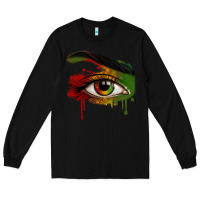 Black Watercolor Juneteenth eyes Long Sleeve Tee - RanaPortraitStore