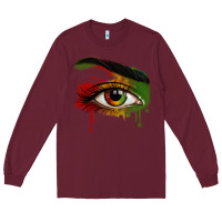 Burgundy Watercolor Juneteenth eyes Long Sleeve Tee - RanaPortraitStore