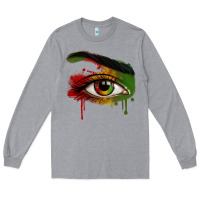 Heather Grey Watercolor Juneteenth eyes Long Sleeve Tee - RanaPortraitStore