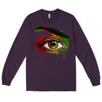 Plum Watercolor Juneteenth eyes Long Sleeve Tee - RanaPortraitStore