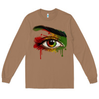 Toasted Coconut Watercolor Juneteenth eyes Long Sleeve Tee - RanaPortraitStore