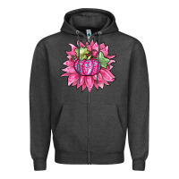 Charcoal Heather sunflower pumpkin breast cancer Zipper Hoodie - Zillion Design Studio