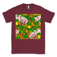 Burgundy St patricks  day pig with candy and pot of gold  seamless pattern Classic Tee - FaDigitalArtStudio