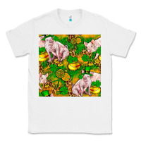 White St patricks  day pig with candy and pot of gold  seamless pattern Classic Tee - FaDigitalArtStudio