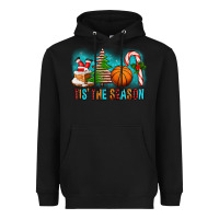 Black Tis The Season Christmas With Basketball And Candy Cane Heavyweight Hoodie - FaDigitalArtStudio