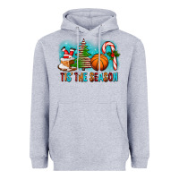 Heather Grey Tis The Season Christmas With Basketball And Candy Cane Heavyweight Hoodie - FaDigitalArtStudio