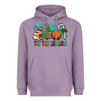 Lavender Tis The Season Christmas With Basketball And Candy Cane Heavyweight Hoodie - FaDigitalArtStudio