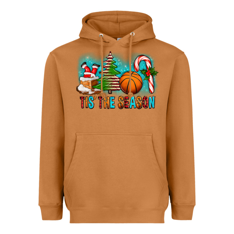 Tis The Season Christmas With Basketball And Candy Cane Heavyweight Hoodie by FaDigitalArtStudio | Teevron