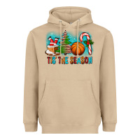 Mushroom Tis The Season Christmas With Basketball And Candy Cane Heavyweight Hoodie - FaDigitalArtStudio