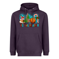 Plum Tis The Season Christmas With Basketball And Candy Cane Heavyweight Hoodie - FaDigitalArtStudio