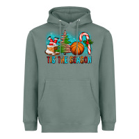 Sage Tis The Season Christmas With Basketball And Candy Cane Heavyweight Hoodie - FaDigitalArtStudio