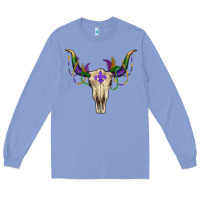 Colony Blue Mardi Gras Bull Skull Long Sleeve Tee - RanaPortraitStore