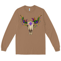 Toasted Coconut Mardi Gras Bull Skull Long Sleeve Tee - RanaPortraitStore