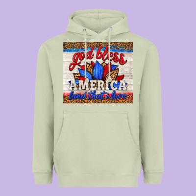 God Bless America Land That I Love Heavyweight Hoodie Designed By Hra Design Shop