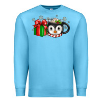Ocean Blue Christmas penguin coffee Premium Sweatshirt - JahusDesignShop