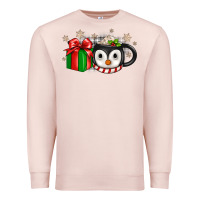 Pale Pink Christmas penguin coffee Premium Sweatshirt - JahusDesignShop
