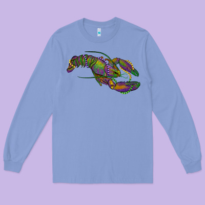 Long Sleeve Tee Mardi Gras Crawfish
