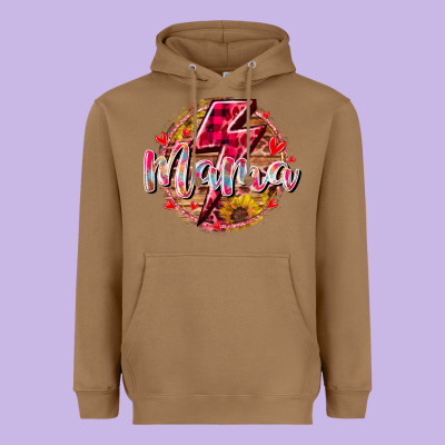 Mama Lighting Bolt Heavyweight Hoodie Designed By Racoondesign
