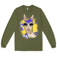 Army Green Llama With Sunglasses Long Sleeve Tee - RanaPortraitStore
