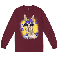 Burgundy Llama With Sunglasses Long Sleeve Tee - RanaPortraitStore