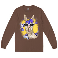 Chestnut Llama With Sunglasses Long Sleeve Tee - RanaPortraitStore