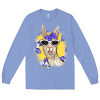 Colony Blue Llama With Sunglasses Long Sleeve Tee - RanaPortraitStore