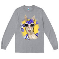 Heather Grey Llama With Sunglasses Long Sleeve Tee - RanaPortraitStore