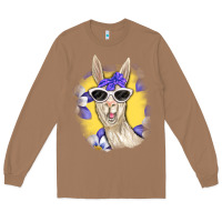 Toasted Coconut Llama With Sunglasses Long Sleeve Tee - RanaPortraitStore