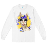 White Llama With Sunglasses Long Sleeve Tee - RanaPortraitStore