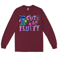 Burgundy cute and fluffy stitch Long Sleeve Tee - AdoDesignShop