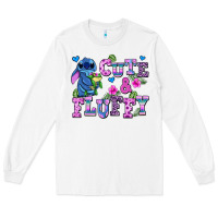 White cute and fluffy stitch Long Sleeve Tee - AdoDesignShop