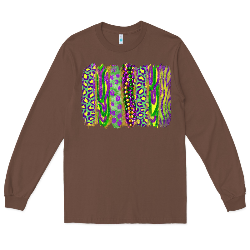 Mardi Gras Leopard Beads Brushstrokes Long Sleeve Tee by RanaPortraitStore | Teevron