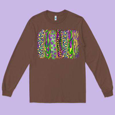 Long Sleeve Tee Mardi Gras Leopard Beads Brushstrokes