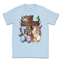Dusty Blue Easter bunny and floral cross Classic Tee - RanaPortraitStore