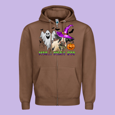 Moo I Mean Boo Zipper Hoodie Designed By Zillion Design Studio