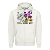 Oatmeal Heather moo i mean boo Zipper Hoodie - Zillion Design Studio