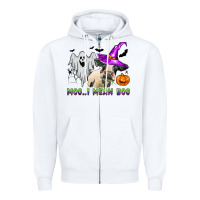 White moo i mean boo Zipper Hoodie - Zillion Design Studio