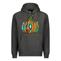 Charcoal Heather western cowhide turquoise pumpkin Premium Hoodie - Jasminsmagicworld