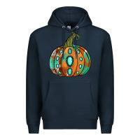 Navy western cowhide turquoise pumpkin Premium Hoodie - Jasminsmagicworld