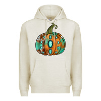 Oatmeal Heather western cowhide turquoise pumpkin Premium Hoodie - Jasminsmagicworld