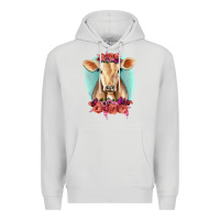 Dove Grey Floral Cow Premium Hoodie - RanaPortraitStore